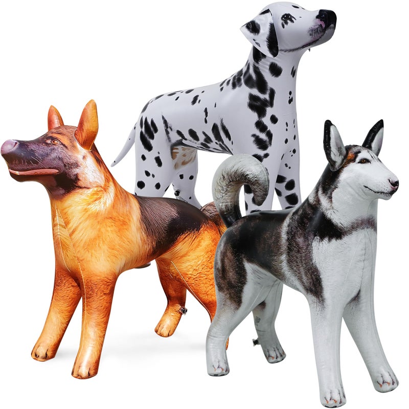 Jet Creations Dog Inflatable 3-Pack â€“ Husky, Dalmatian & German Shepherd (30" Tall) â€“ Halloween & Fall Decorations for Home, Office, Birthday Parties, Photo Props, Toys for Ages 3+ - Image 1